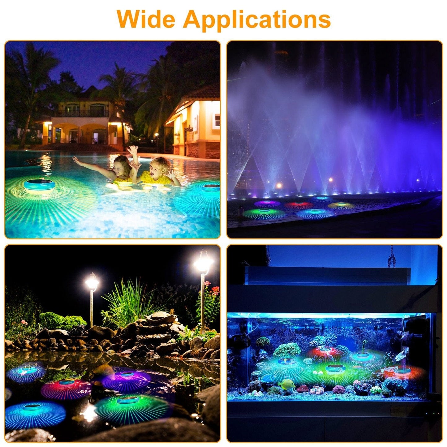 Frendorf | 2-Teilig: Solar Powered LED Pool Licht Farbverlauf Mehrfarbig Wechselnd