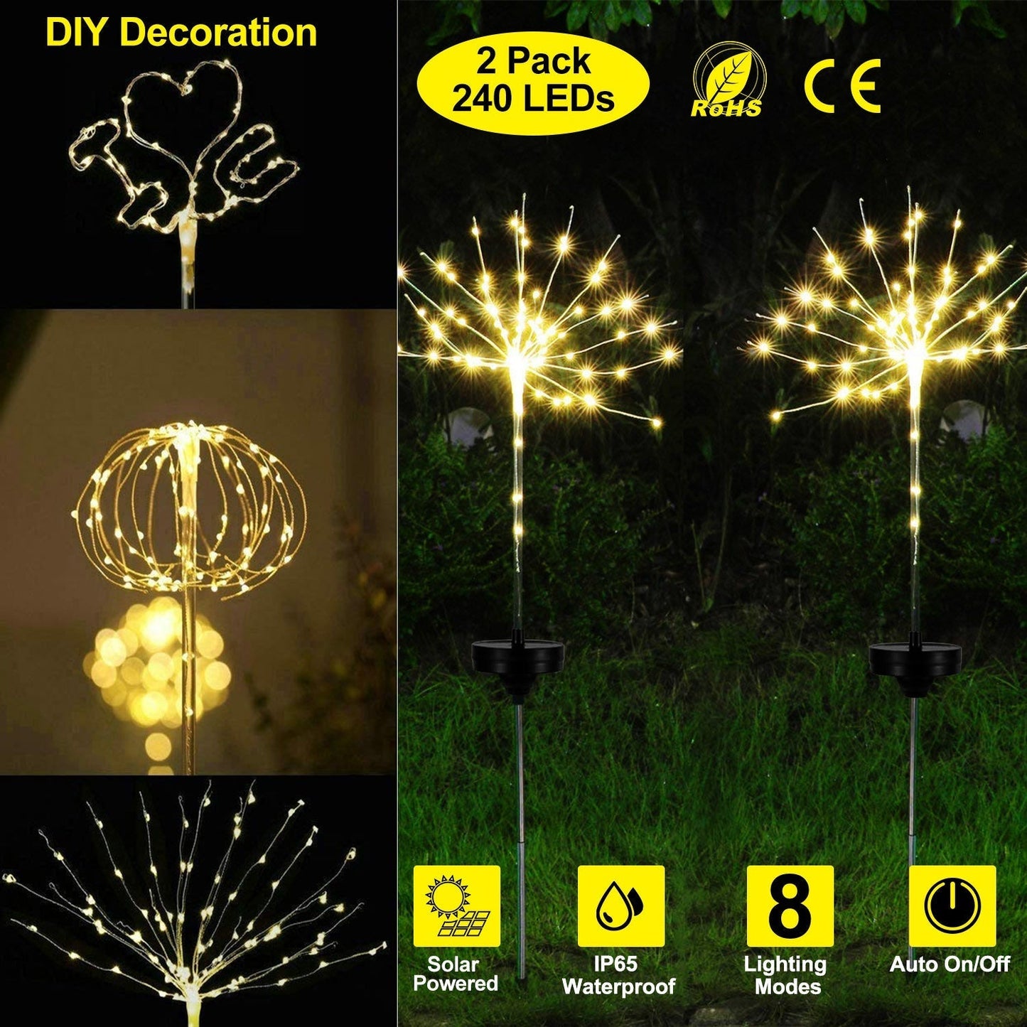 Frendorf | 2-Teilig: Solarbetriebene Sternenburst Gartenlichter