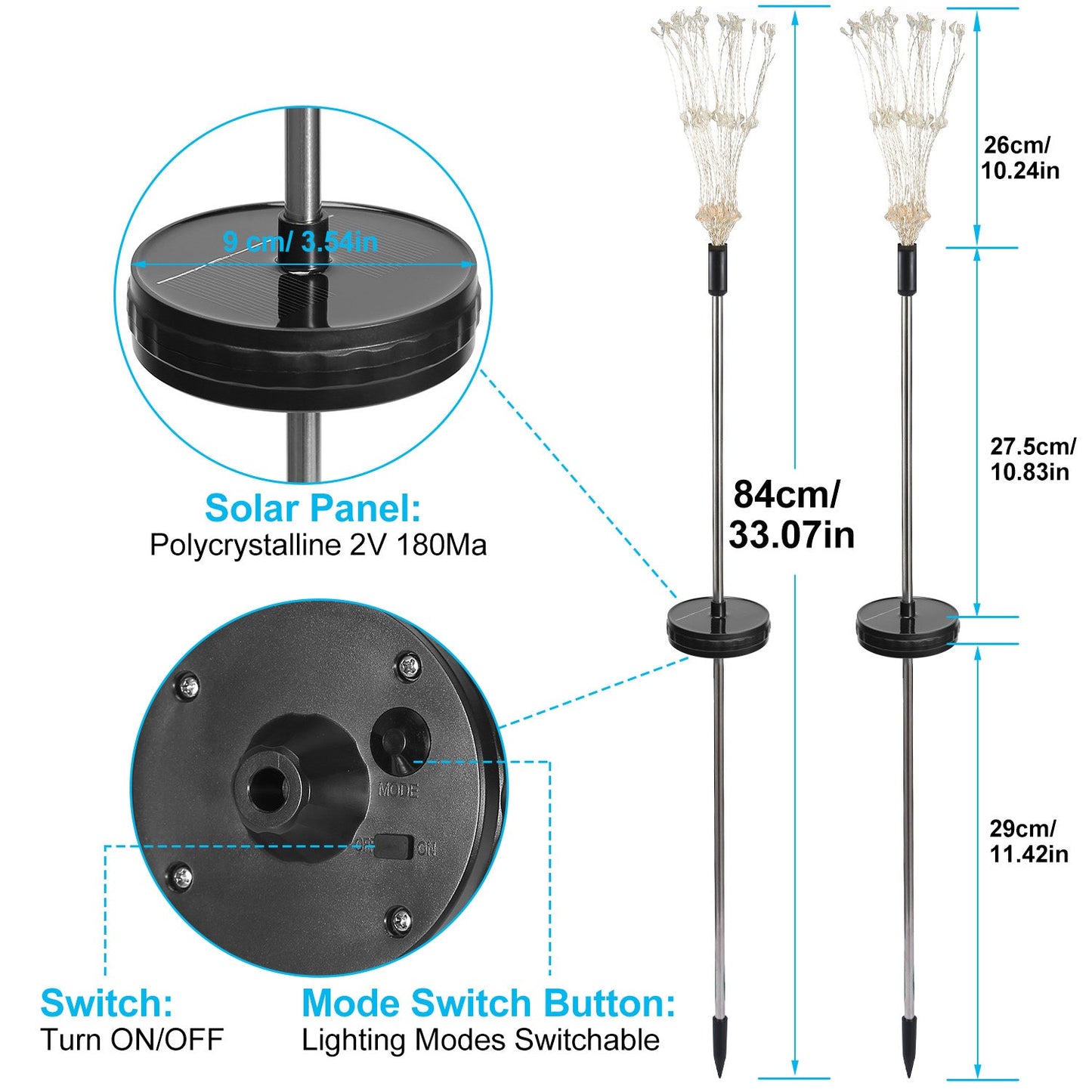 Frendorf | 2-Teilig: Solarbetriebene Sternenburst Gartenlichter