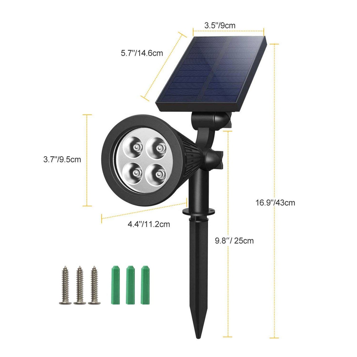 Frendorf | 2-Teilig: Solar Spotlight Außen Dämmerung Wasserdicht