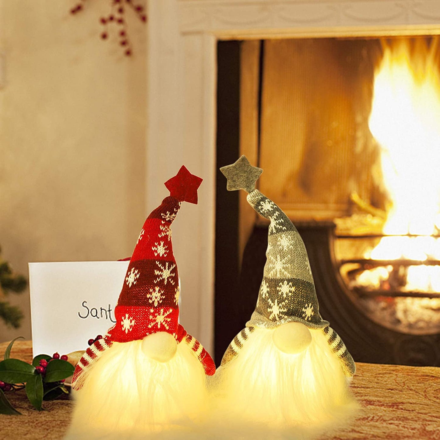 Frendorf | 2-teilig: 11" Beleuchteter Weihnachtsgnome Santa