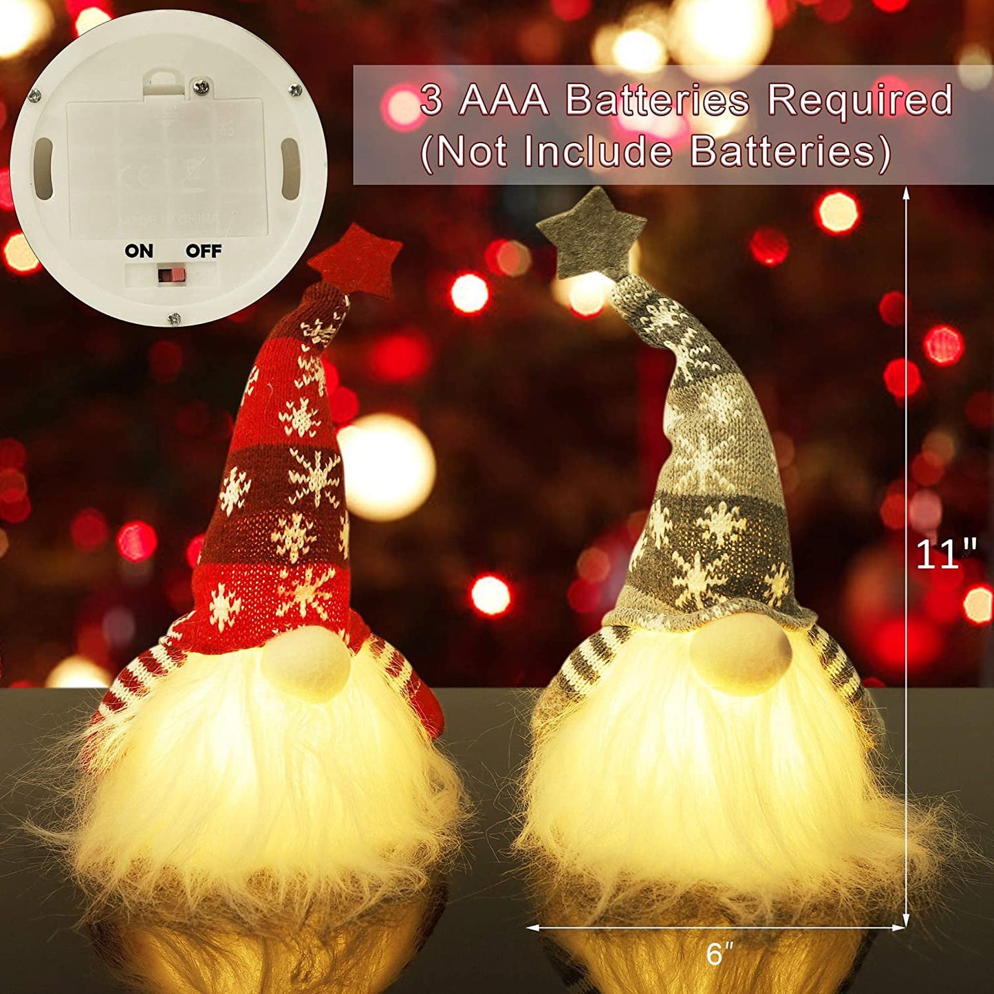 Frendorf | 2-teilig: 11" Beleuchteter Weihnachtsgnome Santa