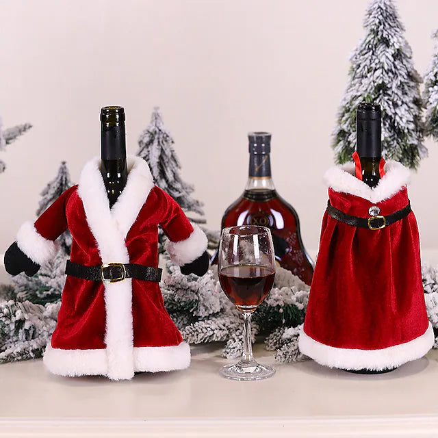 Frendorf | 2-Teile: Weihnachtsweinflaschenschutz Fröhliche Weihnachten Dekor