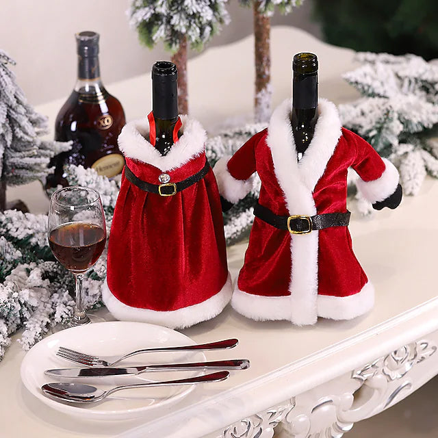 Frendorf | 2-Teile: Weihnachtsweinflaschenschutz Fröhliche Weihnachten Dekor