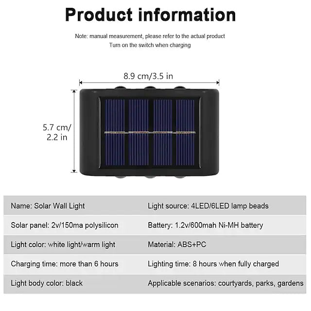 Frendorf | 2-Teile: Außenwandleuchte Solar Wasserdicht LED Licht