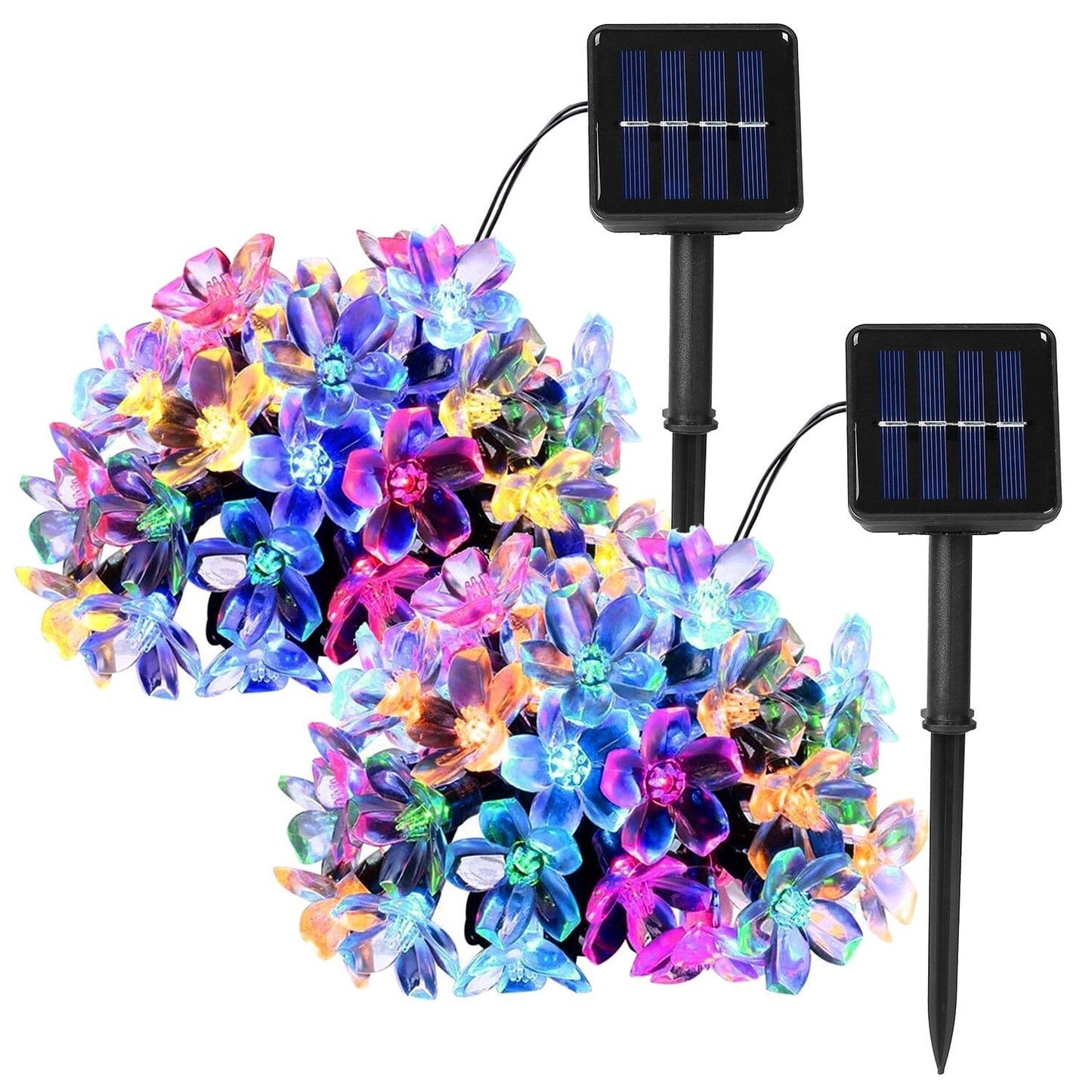 Frendorf | 2-Teilig: Solar Power Lichterkette 50 LED Perlen Feen Sakura Blume