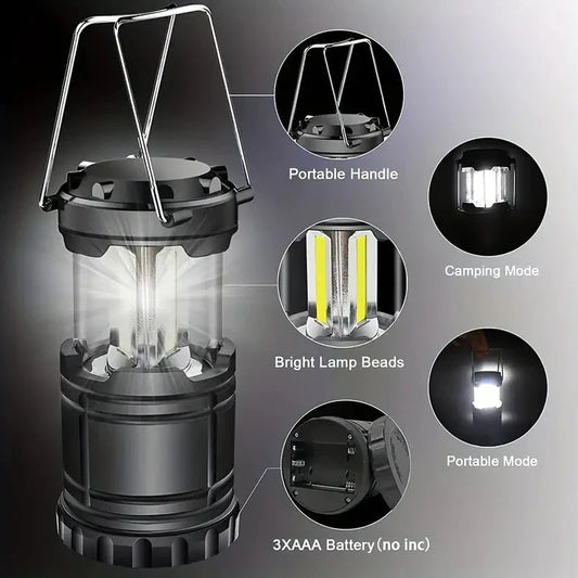 Frendorf | 2-Teile: Superhelle LED Campinglaterne - Tragbare und zusammenklappbare Notfalltaschenlampe mit Batteriestrom
