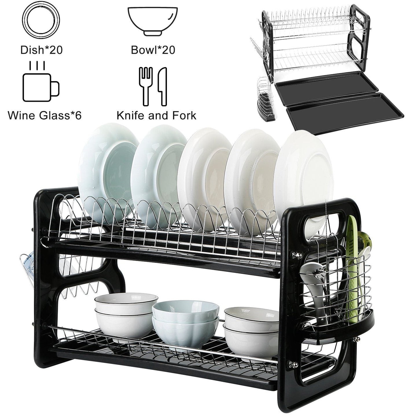 Frendorf | 2-Tier Geschirr Abtropfregal Abtropfbrett Set