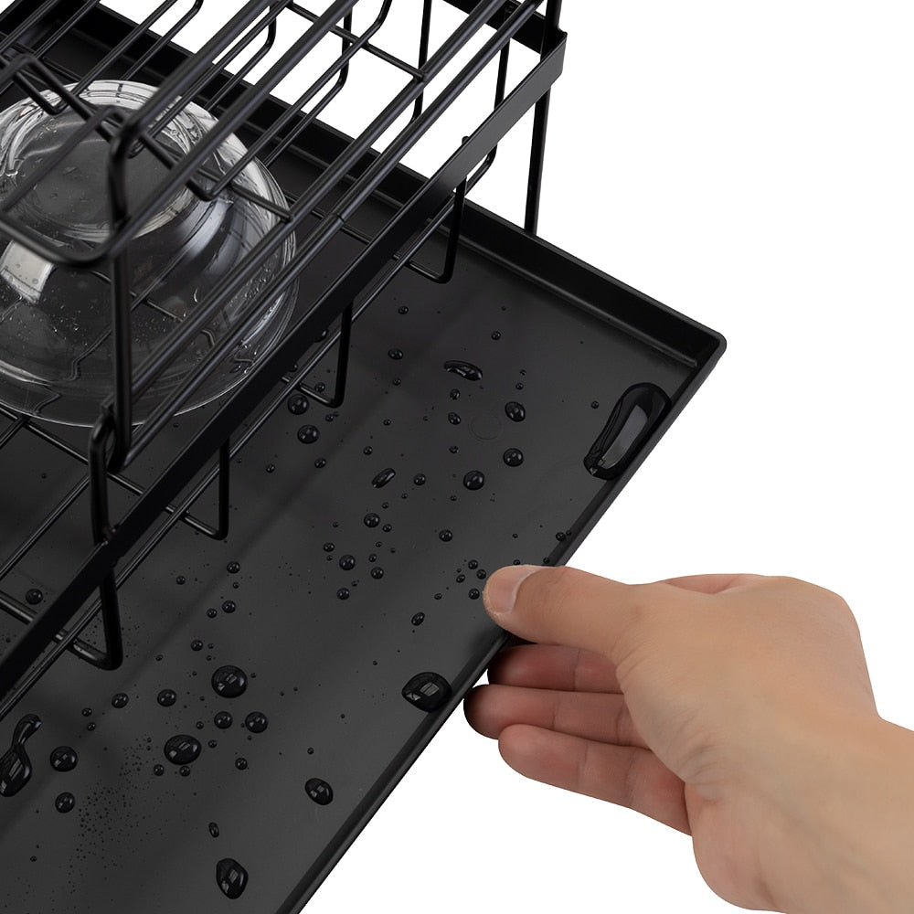 Frendorf | 2-stufiges Geschirrabtropfgestell mit Abtropfschale Küchenorganizer
