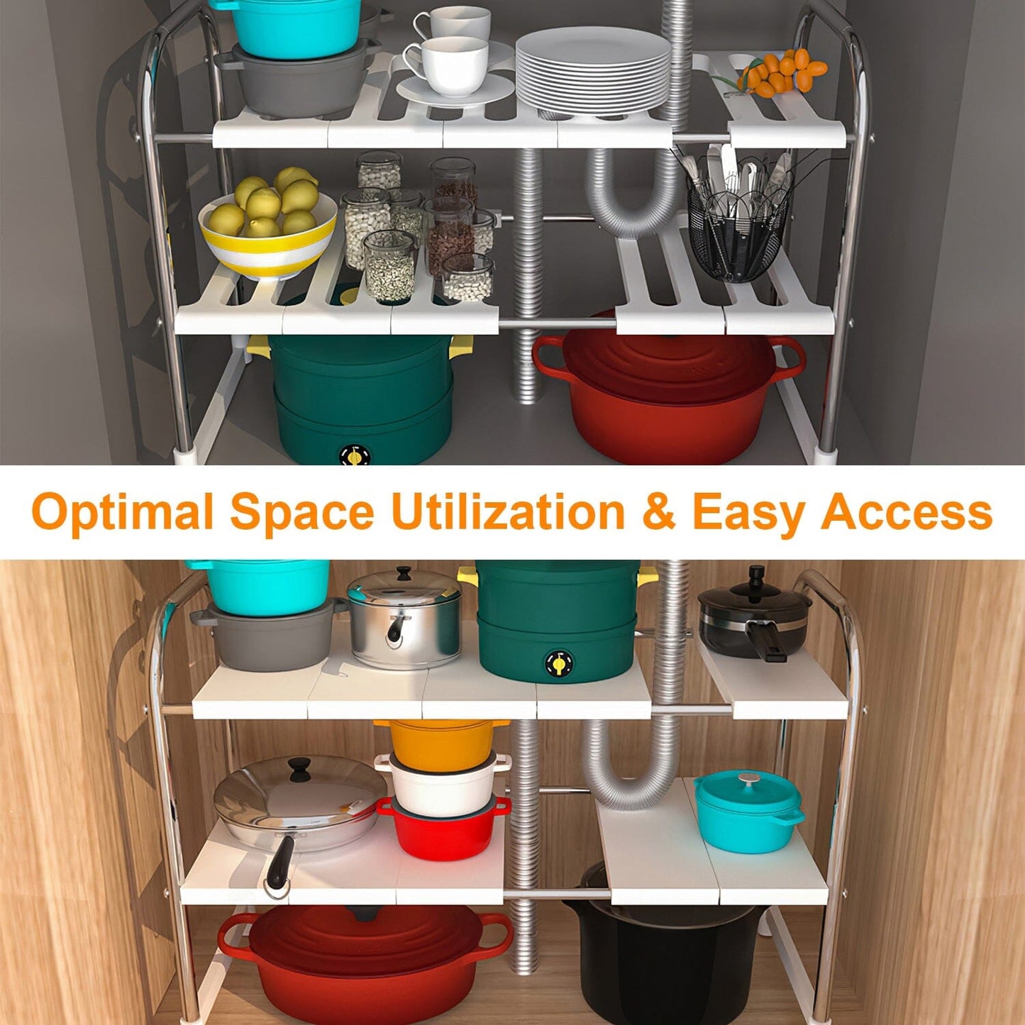 Frendorf | 2-Tier Unter Sink Organizer Rückziehbarer Küchenregalhalter