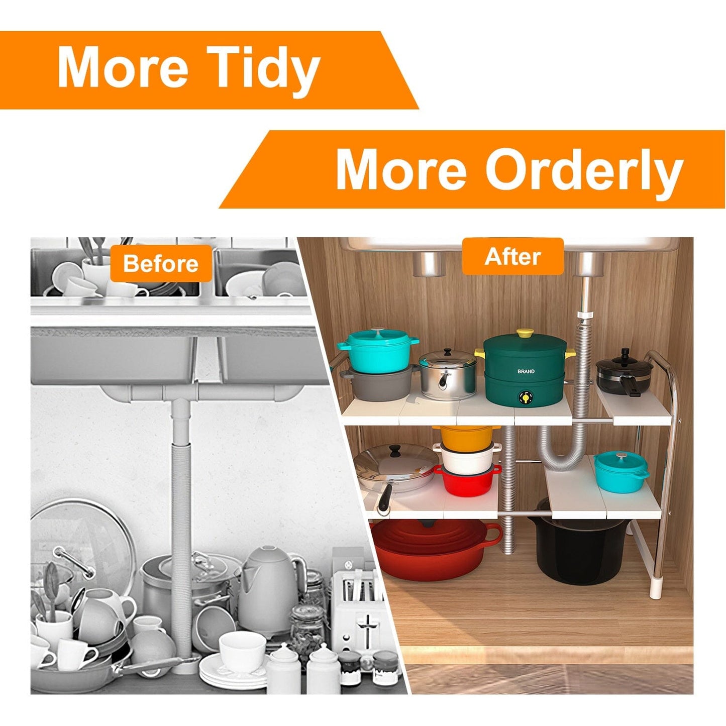 Frendorf | 2-Tier Unter Sink Organizer Rückziehbarer Küchenregalhalter