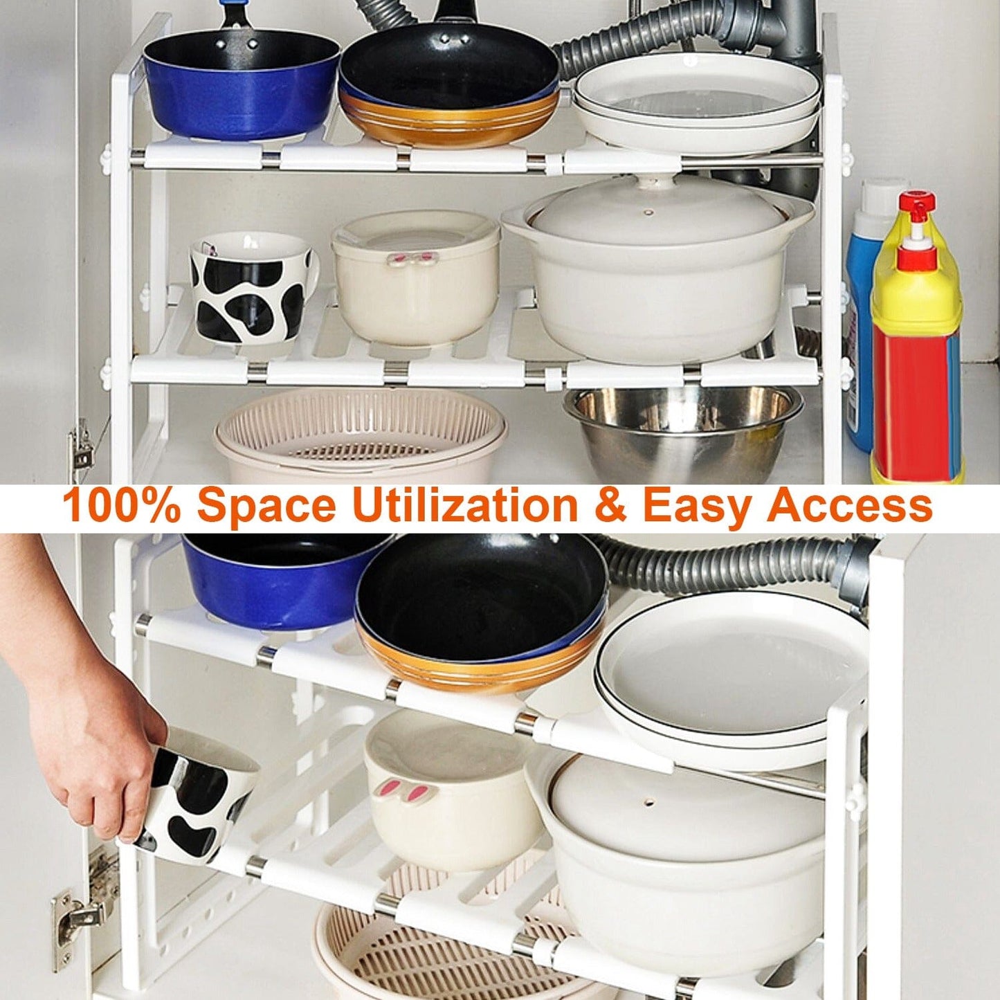 Frendorf | 2-Tier Unter Sink Organizer Ausziehbarer Platzsparender Stauraum