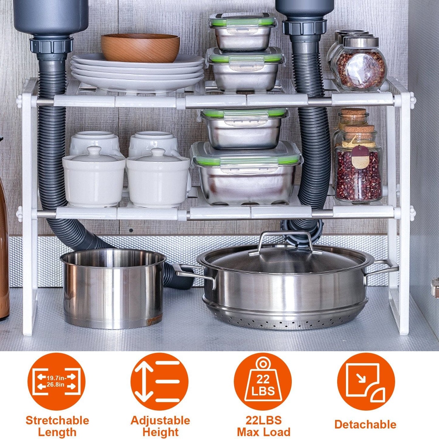 Frendorf | 2-Tier Unter Sink Organizer Ausziehbarer Platzsparender Stauraum