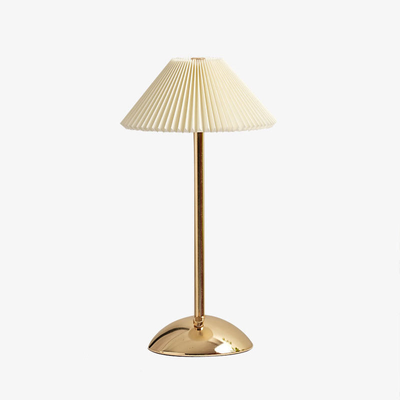 Frendorf | GlowVibe Skandi LED Tischlampe | Wiederaufladbar | Stoffschirm mit Falten | Kabellos | Stimmungslicht | Nachttischlampe