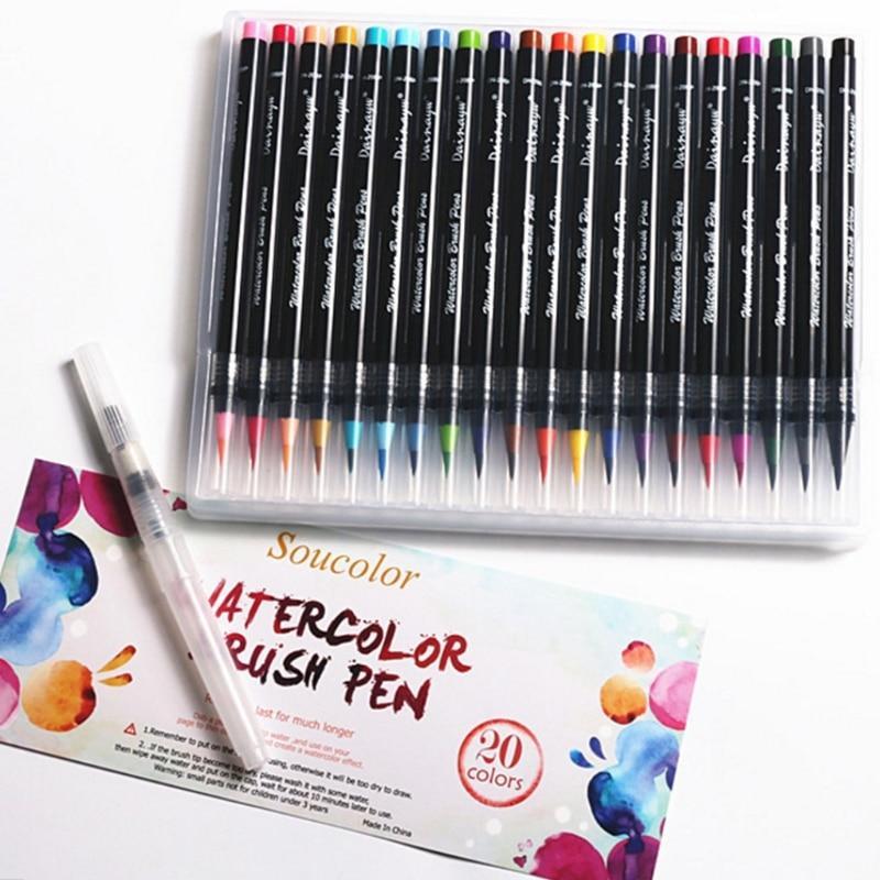 Frendorf | 20 Farben Wasserfarben Soft Pinsel Kalligrafie Stift