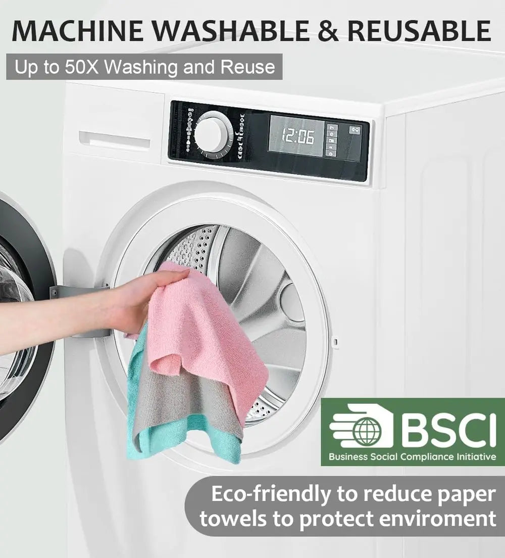 Frendorf | 20 Stück Wiederverwendbare Mikrofasertücher auf Rolle – Fusselfrei, streifenfrei & umweltfreundlich