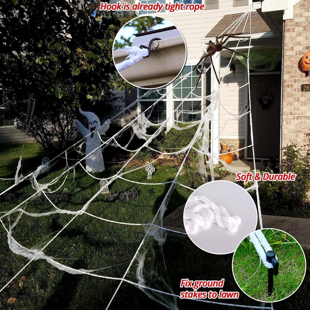 Frendorf | 200" Halloween-Spinnennetz und 59" Riesen-Spinnen-Dekoration