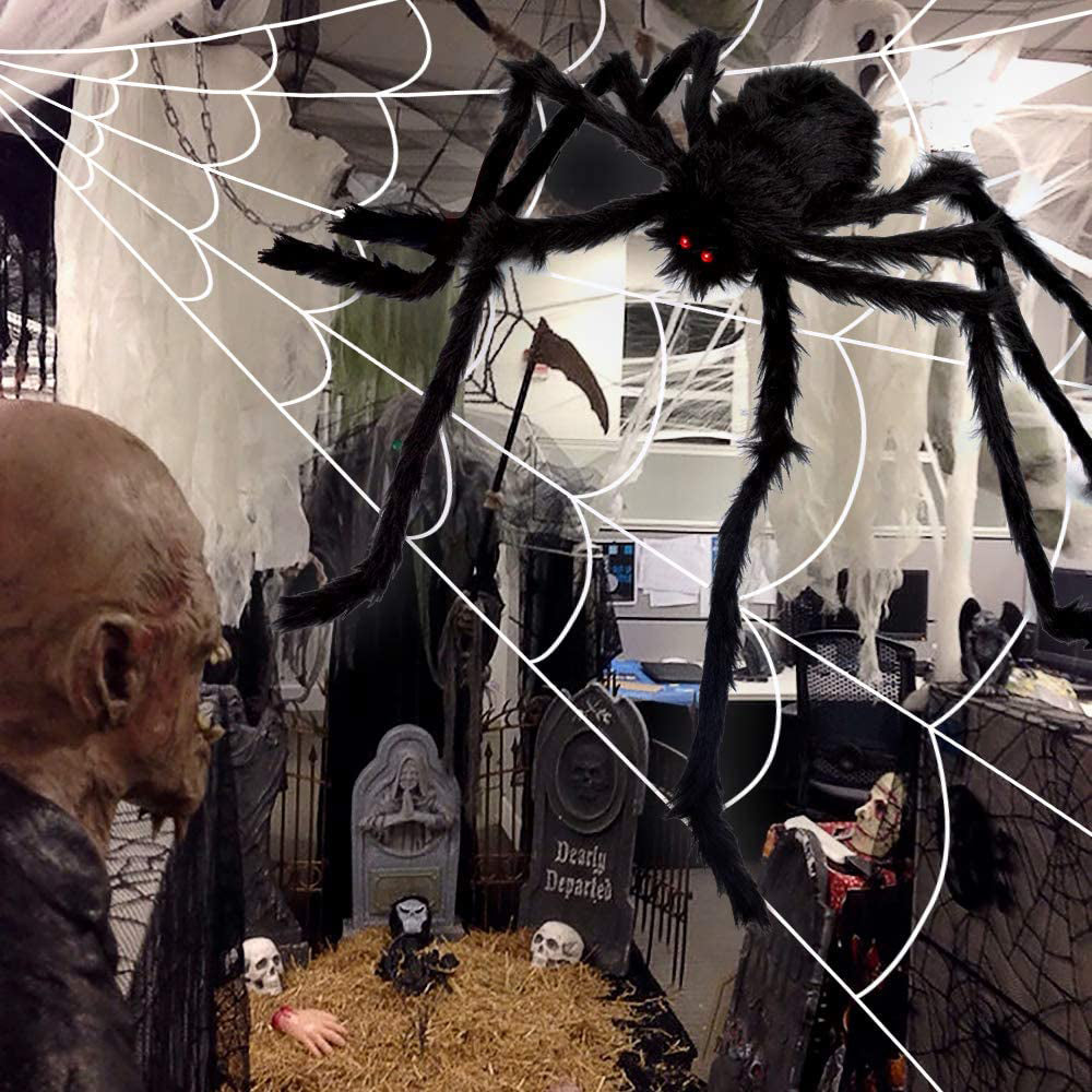Frendorf | 200" Halloween-Spinnennetz und 59" Riesen-Spinnen-Dekoration