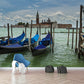 Grand Canal mit Booten Wandaufkleber Pastell Modern Stil Wanddekoration für Wohnzimmer