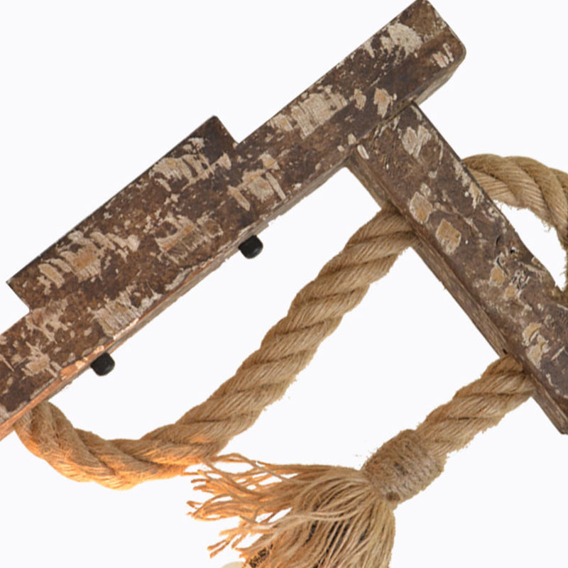 Frendorf | 1 Licht Bare Bulb Wandlamp Fixture Warehouse Beige Jute Touw Wandgemonteerde Lamp met Houten Achterplaat