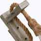 Frendorf | L-Arm Holz Wandlampe Industrie 1 Kopf Flur Wandbeleuchtung Ideen mit Seil-Kabel in Grau