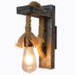 Frendorf | Seilgrau Wandhängelampe Bare Bulb 1 Licht Industrieller Stil Wandbeleuchtungsideen mit Holz-L-Arm
