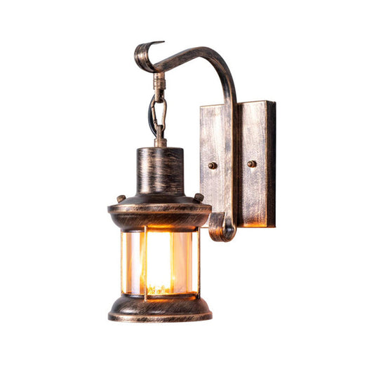 Frendorf | 1 Lichtklar Glas Wandleuchte Nautisch Bronze Kerosin Flur Wandleuchten