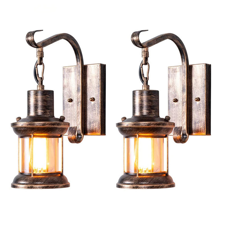 Frendorf | 1 Lichtklar Glas Wandleuchte Nautisch Bronze Kerosin Flur Wandleuchten