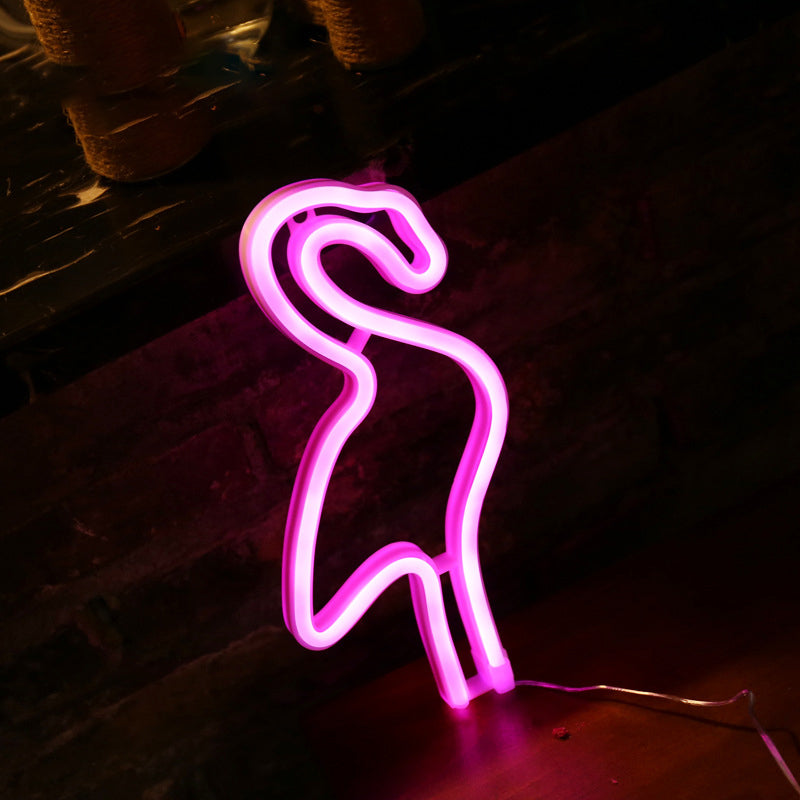Kreative Batterie LED Wand Nachtlampe Weiß Flamingo USB Nachtbeleuchtung mit Kunststoffschirm