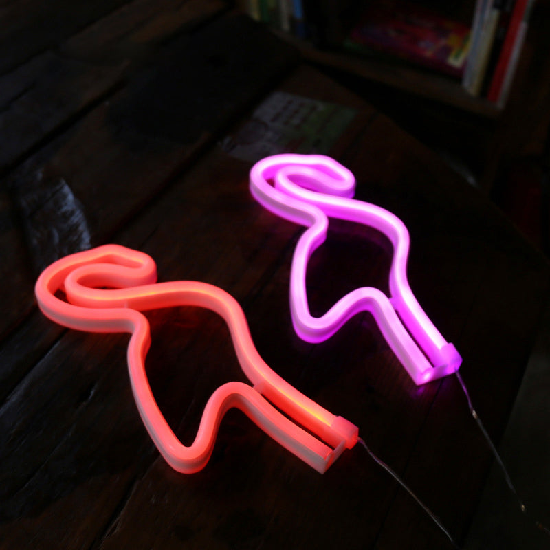 Kreative Batterie LED Wand Nachtlampe Weiß Flamingo USB Nachtbeleuchtung mit Kunststoffschirm