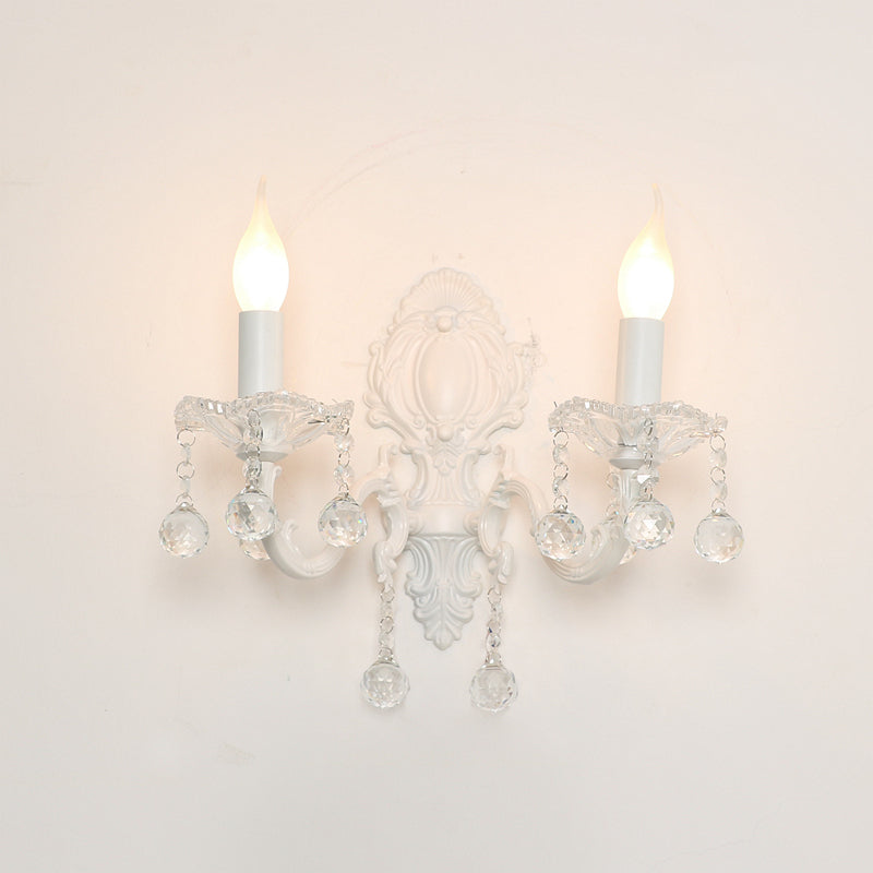 Frendorf | Metalen Wandlamp Voor Kaarsen Plattelands Deur Wandverlichting Ideeën in Wit met Kristallen Drapage