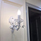 Frendorf | Metalen Wandlamp Voor Kaarsen Plattelands Deur Wandverlichting Ideeën in Wit met Kristallen Drapage