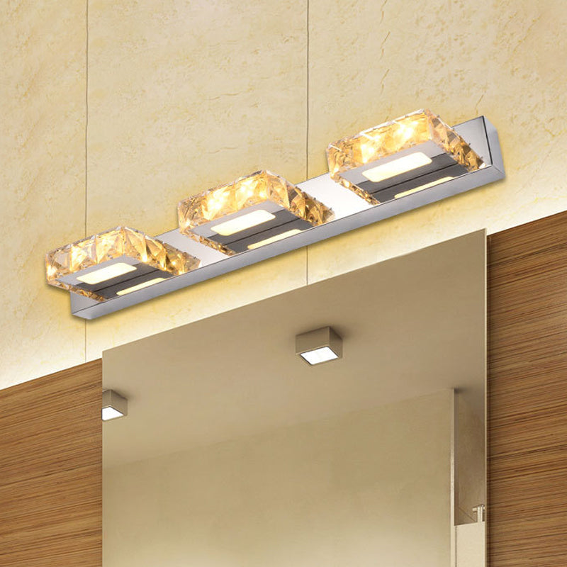 Frendorf | 3/4-Licht Facettiert Kristall Schminkwandleuchte Moderne Edelstahl Rund/Quadratisch Badezimmer Wandmontage Lampe