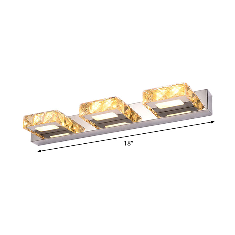 Frendorf | 3/4-Licht Facettiert Kristall Schminkwandleuchte Moderne Edelstahl Rund/Quadratisch Badezimmer Wandmontage Lampe