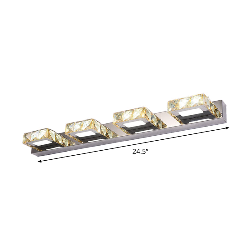 Frendorf | 3/4-Licht Facettiert Kristall Schminkwandleuchte Moderne Edelstahl Rund/Quadratisch Badezimmer Wandmontage Lampe