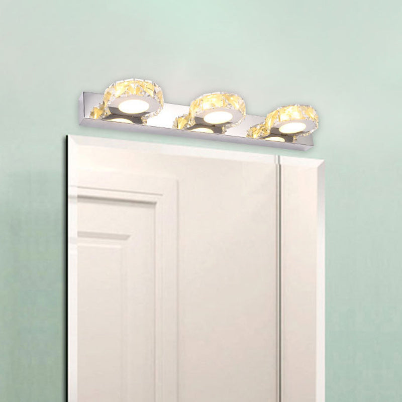 Frendorf | 3/4-Licht Facettiert Kristall Schminkwandleuchte Moderne Edelstahl Rund/Quadratisch Badezimmer Wandmontage Lampe