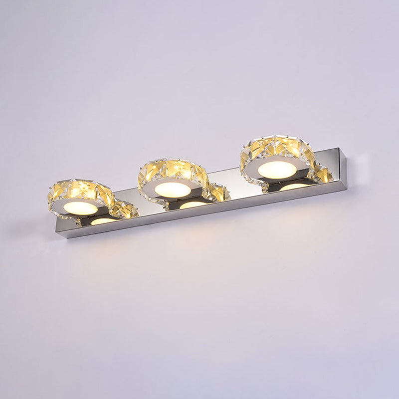 Frendorf | 3/4-Licht Facettiert Kristall Schminkwandleuchte Moderne Edelstahl Rund/Quadratisch Badezimmer Wandmontage Lampe