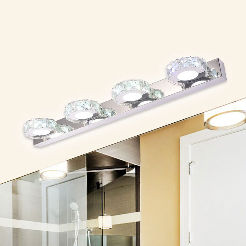 Frendorf | 3/4-Licht Facettiert Kristall Schminkwandleuchte Moderne Edelstahl Rund/Quadratisch Badezimmer Wandmontage Lampe