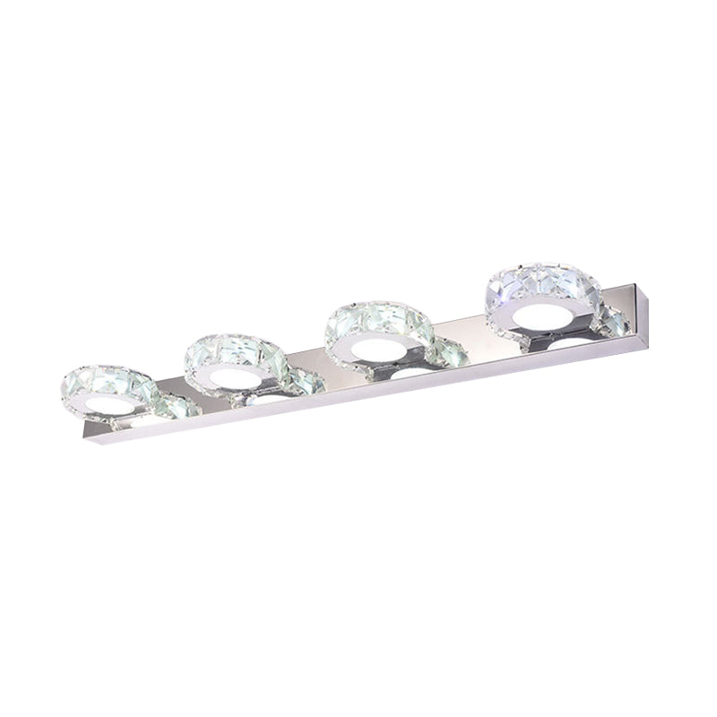 Frendorf | 3/4-Licht Facettiert Kristall Schminkwandleuchte Moderne Edelstahl Rund/Quadratisch Badezimmer Wandmontage Lampe