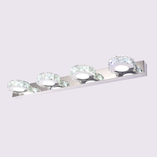 Frendorf | 3/4-Licht Facettiert Kristall Schminkwandleuchte Moderne Edelstahl Rund/Quadratisch Badezimmer Wandmontage Lampe
