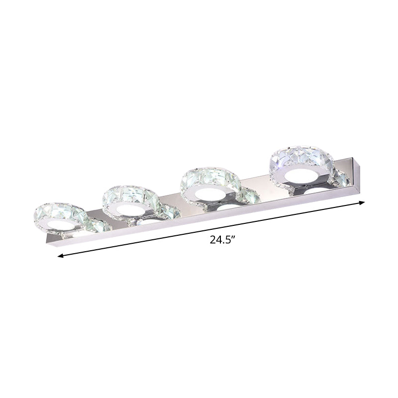 Frendorf | 3/4-Licht Facettiert Kristall Schminkwandleuchte Moderne Edelstahl Rund/Quadratisch Badezimmer Wandmontage Lampe