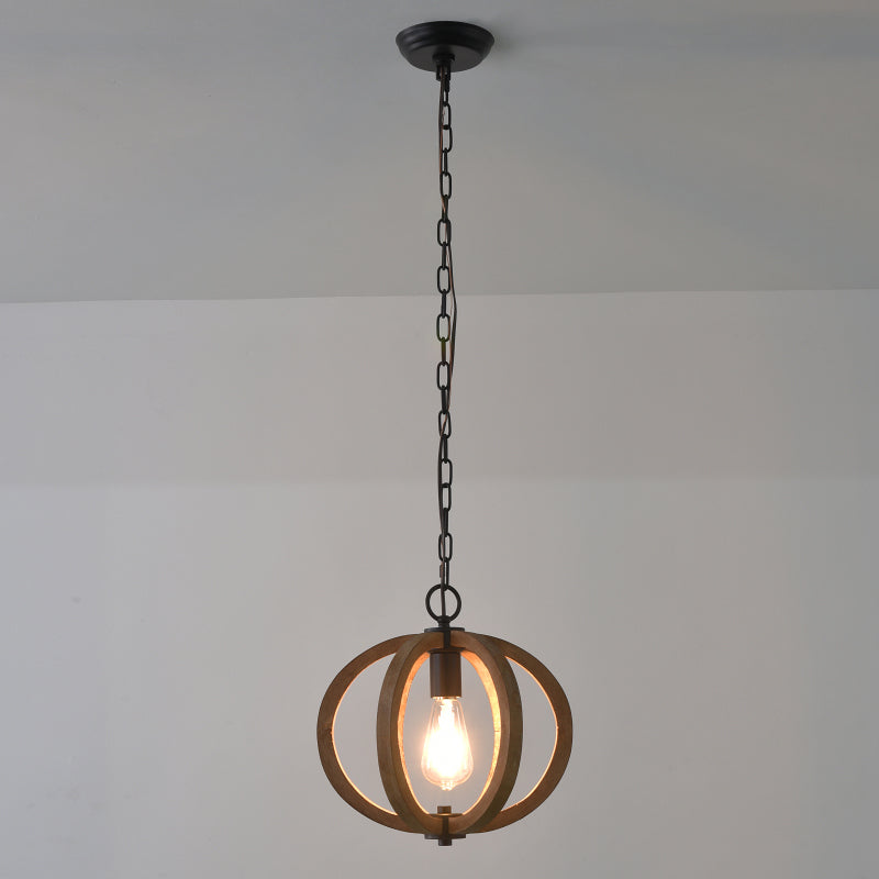Holz Geometrische Käfig Hängelampe Traditionell 1 Kopf Wohnzimmer Tropfenpendellampe