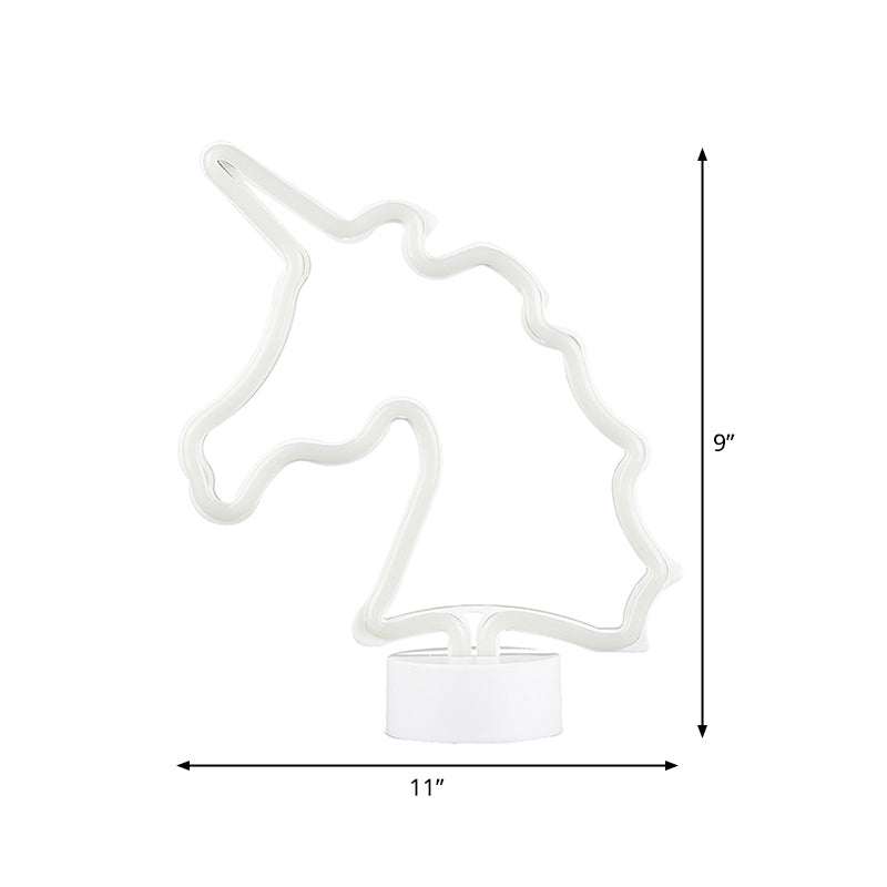 Frendorf | Witte Eenhoorn Nacht Tafel Verlichting Creatieve Batterij Aangedreven LED Plastic Wand Nachtlicht