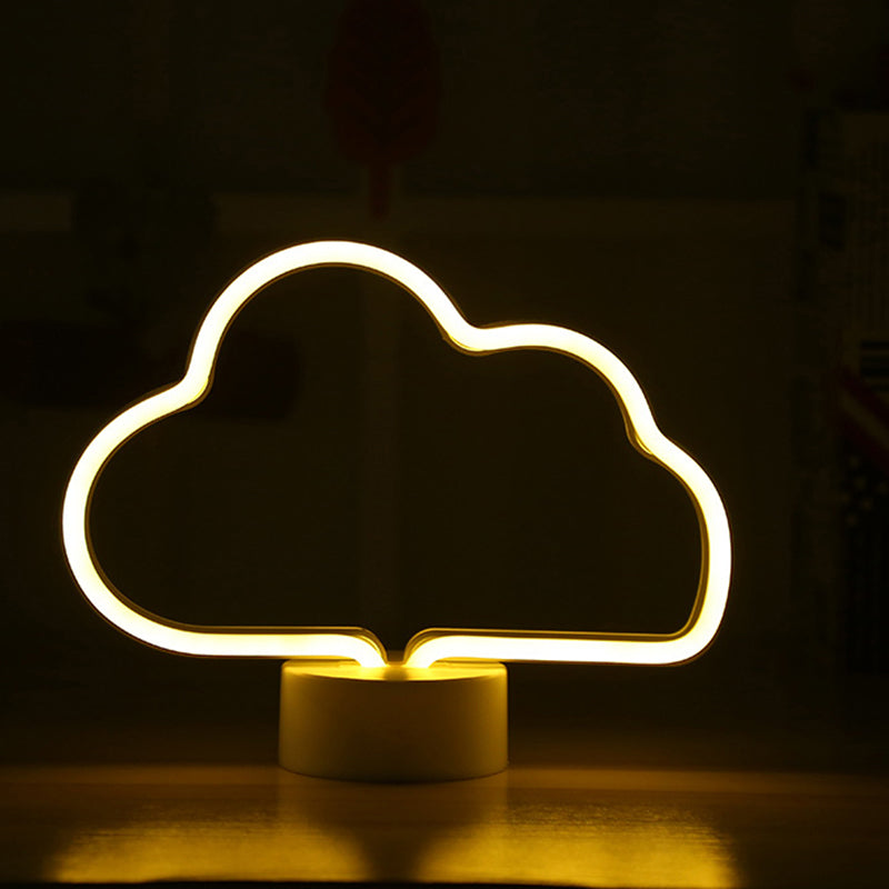 Frendorf | Plastic Wolkenvormige Nacht Tafel Lamp Cartoon Accu Voeding LED Witte Nachtkast Verlichting