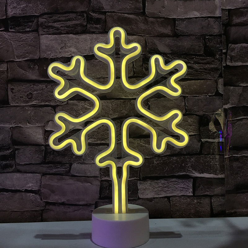 Frendorf | Witte Sneeuwvlok Mini Tafel Verlichting Moderne Stijl Batterij LED Plastic Nachtkastje Lamp