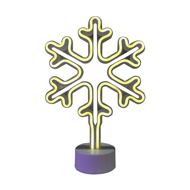 Frendorf | Witte Sneeuwvlok Mini Tafel Verlichting Moderne Stijl Batterij LED Plastic Nachtkastje Lamp