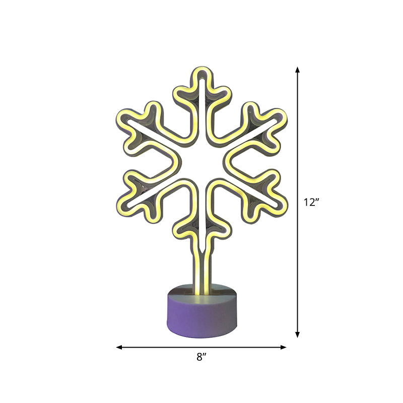 Frendorf | Witte Sneeuwvlok Mini Tafel Verlichting Moderne Stijl Batterij LED Plastic Nachtkastje Lamp