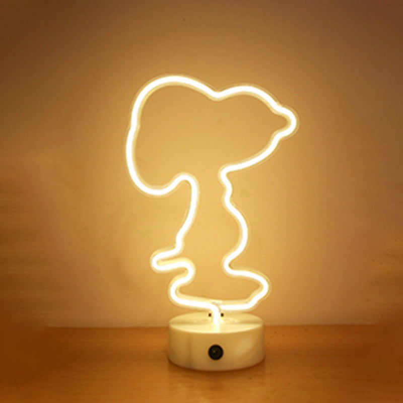Frendorf | Animal Kids Schlafzimmer Nachttischlampe Kunststoff Batterie LED Kreative Nachttischbeleuchtung in Weiß