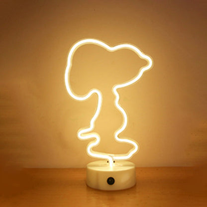 Frendorf | Animal Kids Schlafzimmer Nachttischlampe Kunststoff Batterie LED Kreative Nachttischbeleuchtung in Weiß