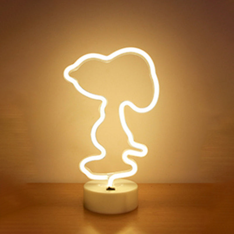 Frendorf | Animal Kids Schlafzimmer Nachttischlampe Kunststoff Batterie LED Kreative Nachttischbeleuchtung in Weiß